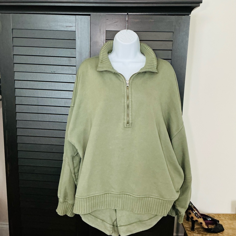 Aerie Olive Green Half-Zip Pullover